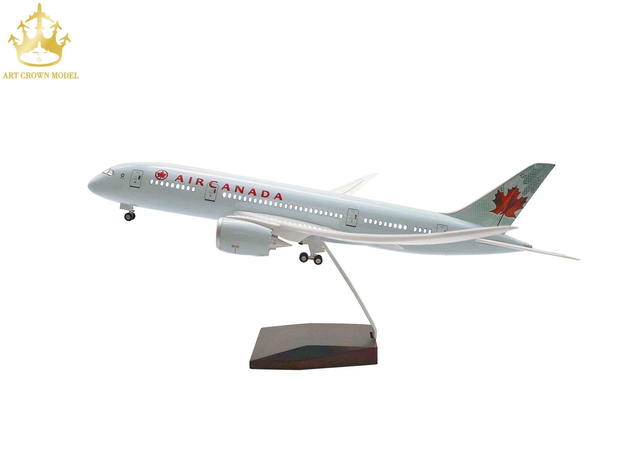 LESES 1:130 Scale LED Light Airplane Model New Canada Boeing 787 46cm Resin Display Plane Model