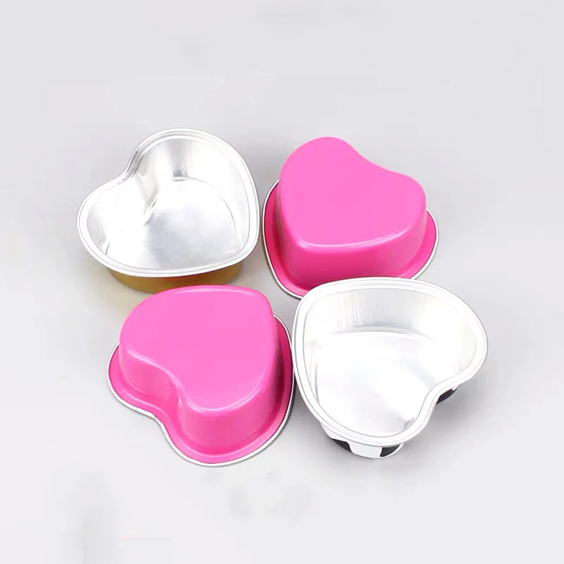 Disposable Heart Shaped Aluminum Foil Dessert Cup Colorful Foil ...