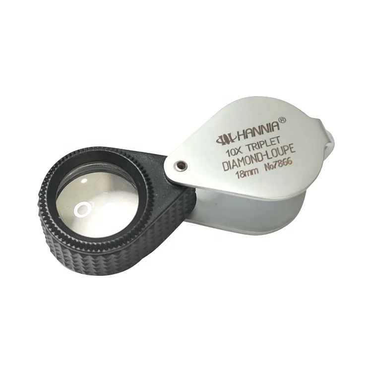 10x 18mm Jewelry Loupe Triplet Diamond Handheld Magnifier Pocket Lens