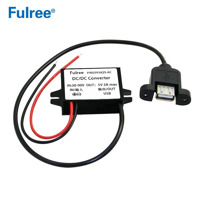 DC 36V 48V 54V 60V 72V(30-90V) to 5V USB Converter Electric Kick Scooter Bicycle Motorcycle Charger for Bulb LED light GPS