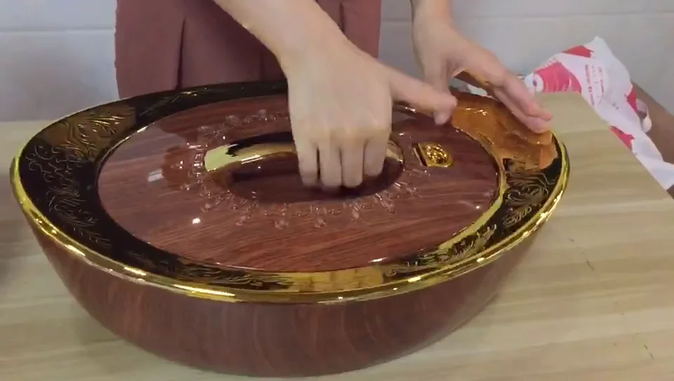 Stainless Steel Hot Pot Food Container Hot Pot Wood Grain /gold /black