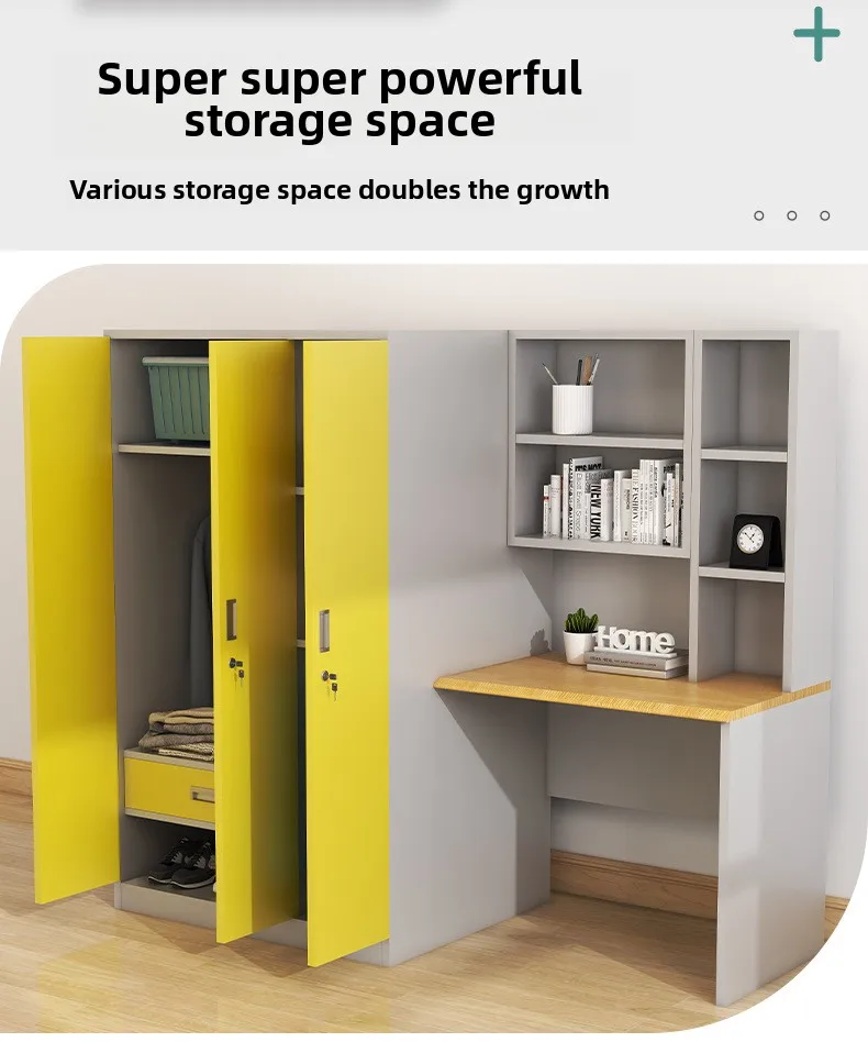 product modern design multifunctional iron high low bunk bed college dormitory and apartment bed with desk for school-11