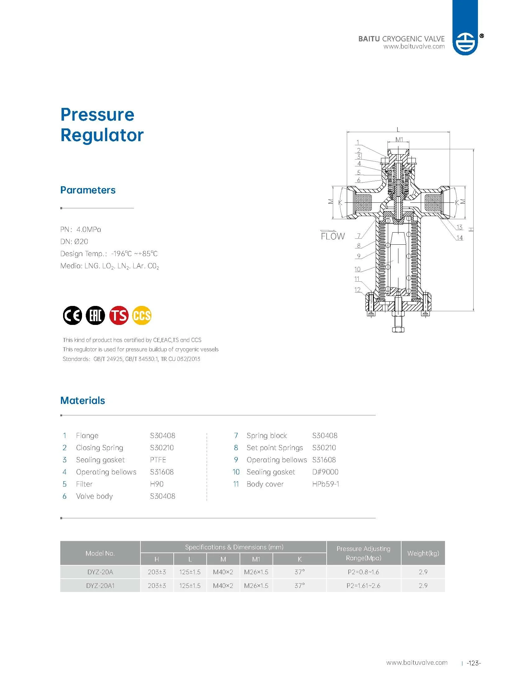 Dyz20a Cryogenic Pressure Regulator Buy Valve Cryogenic Gas Pressure