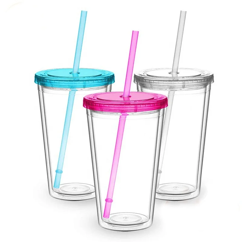 16oz Bpa-free Reusable Bobo Milk Tea Cups Clear Premium Tumbler Travel ...