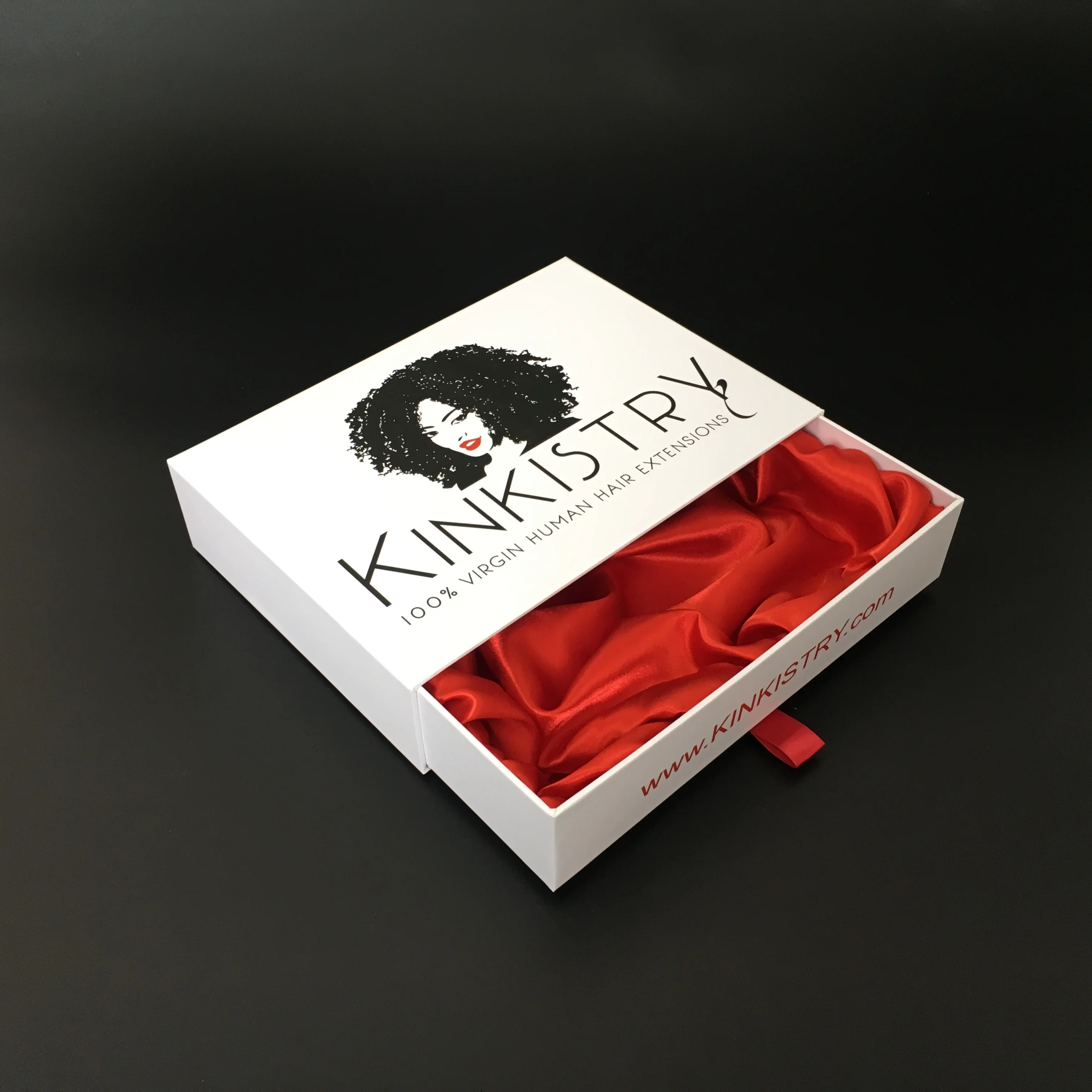 Wholesale Paper Packaging Drawer Style White Wig Box With Fabric Inside