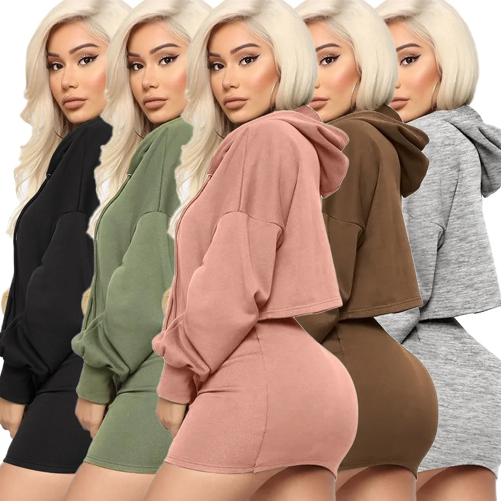 cropped hoodie skirt set