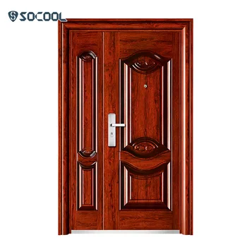 Ethiopia double wood finish exterior metal security steel doors, View ...