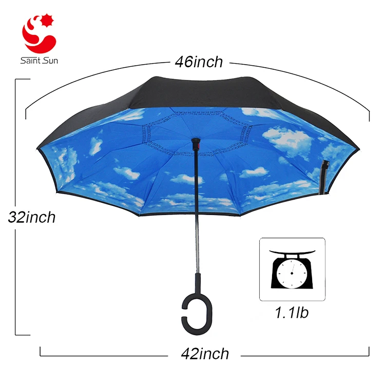 Custom Printed Reverse Upside Down Umbrella Double Layer Inside Out C