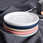 Round handle design nordic colorful matte cup saucer set coffee ceramic cups for cafe