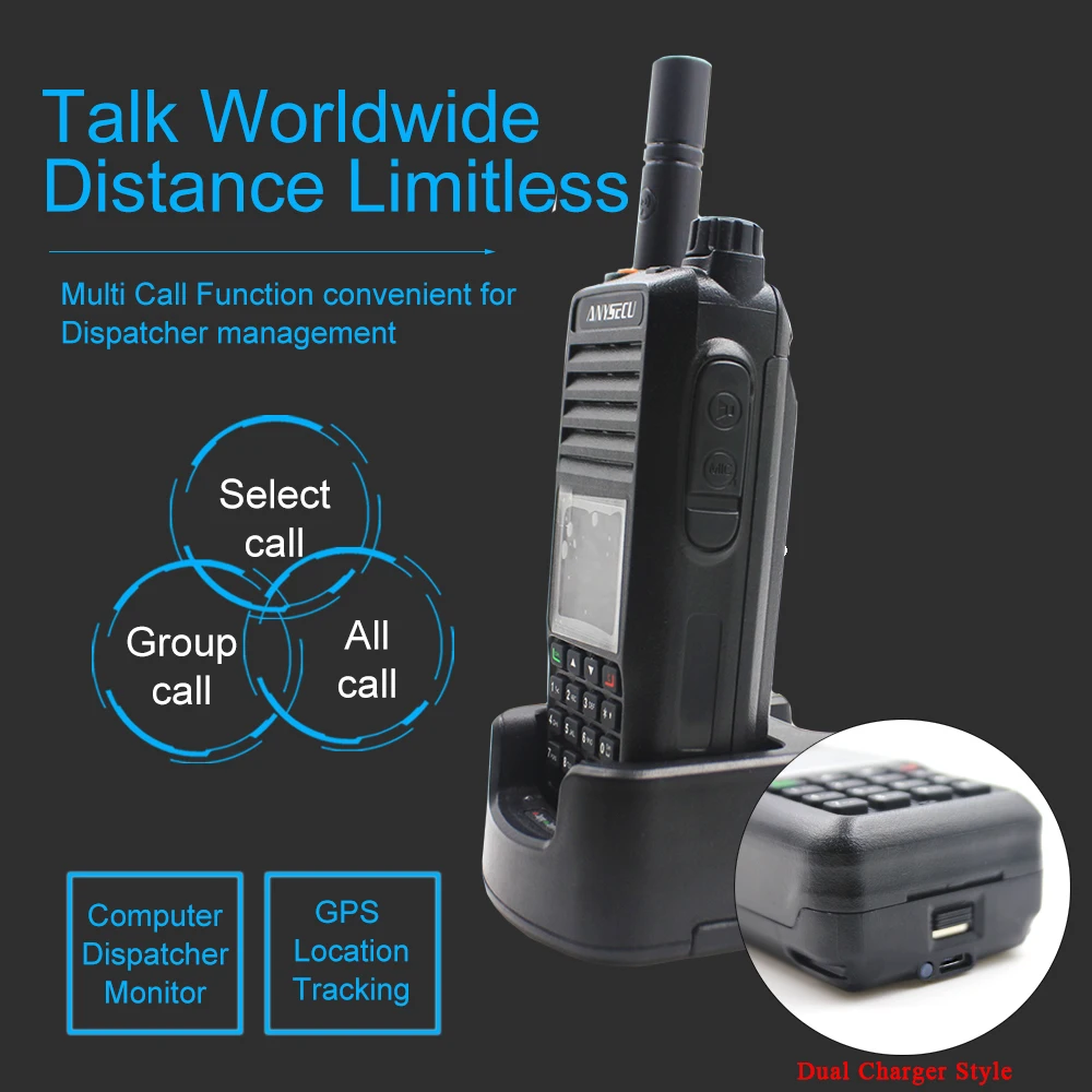 ANYSECU G6000 4G LTE POC Network Radio Real PTT Walkie Talkie Global