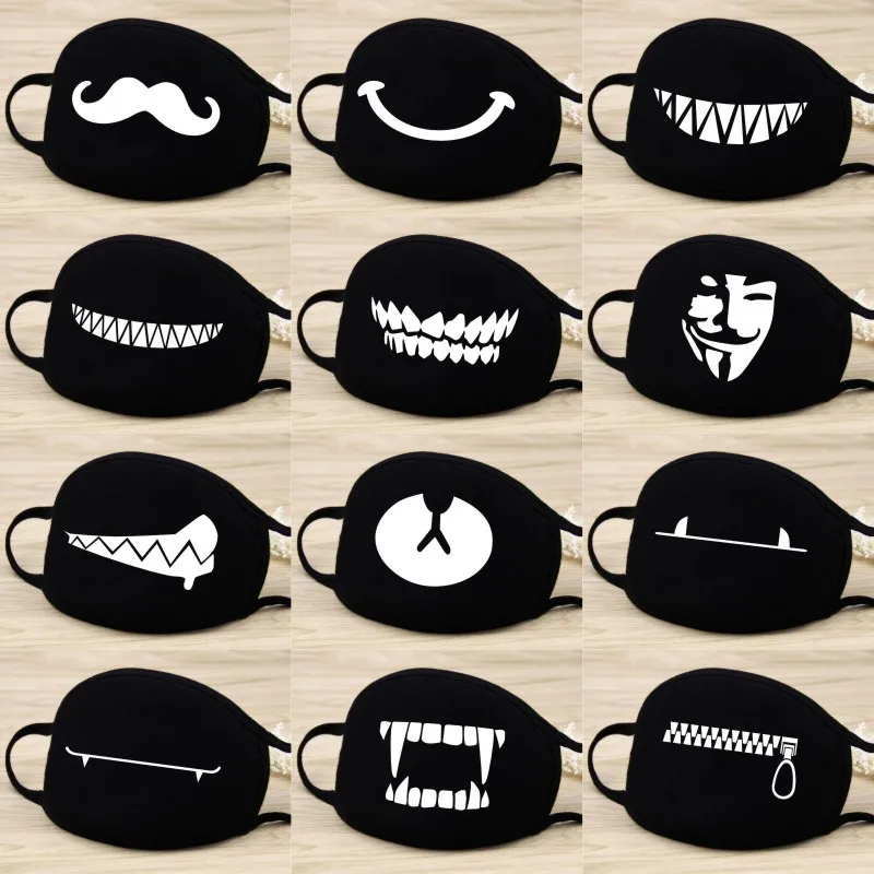 funny black face masker washable reusable face cover for teens