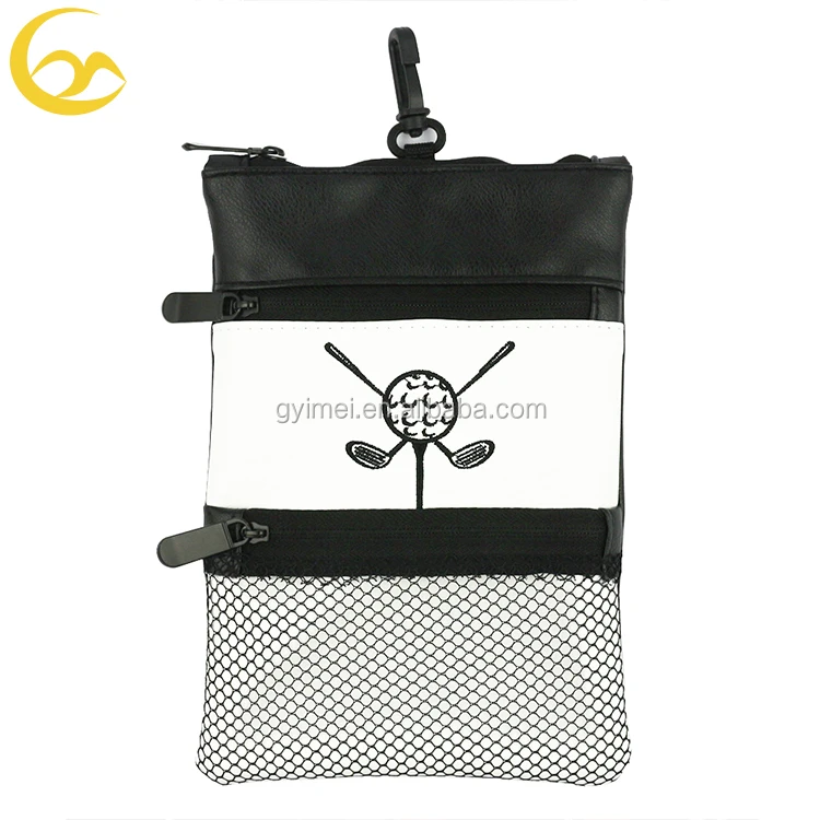 Wholesale Custom Golf Tee Pouch Ball Pouch Bag With Metal Clip Zipper