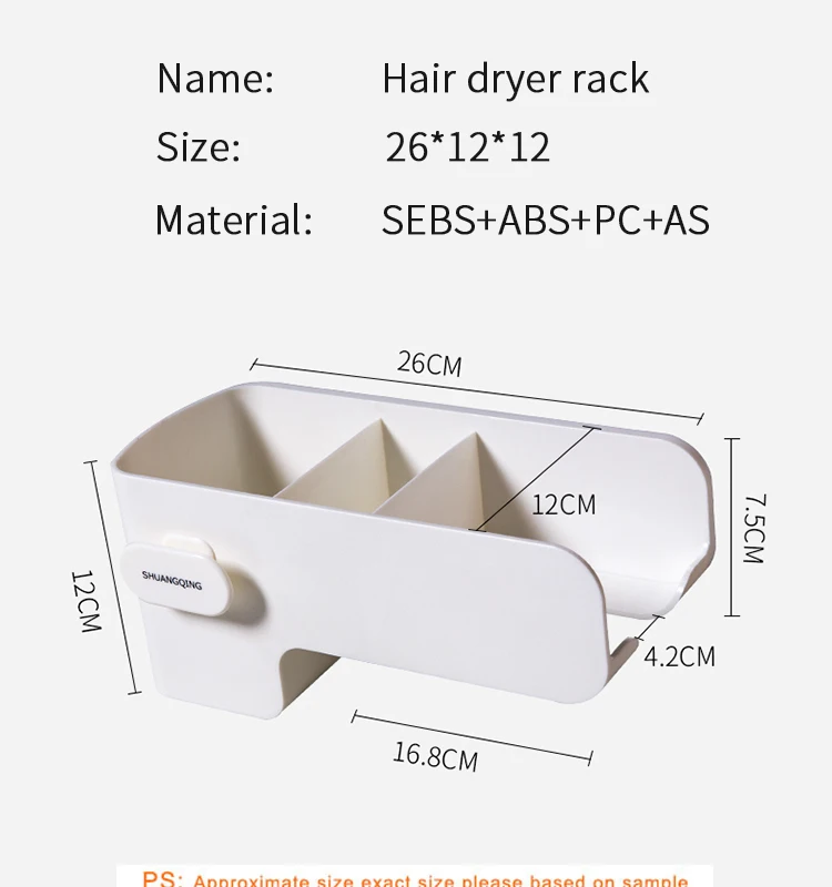 Adhesive Hair Dryer Holder Wall Mount-No Drilling Hair Dryer Styling Tools Organizer Storage- Multifunctional Shelf