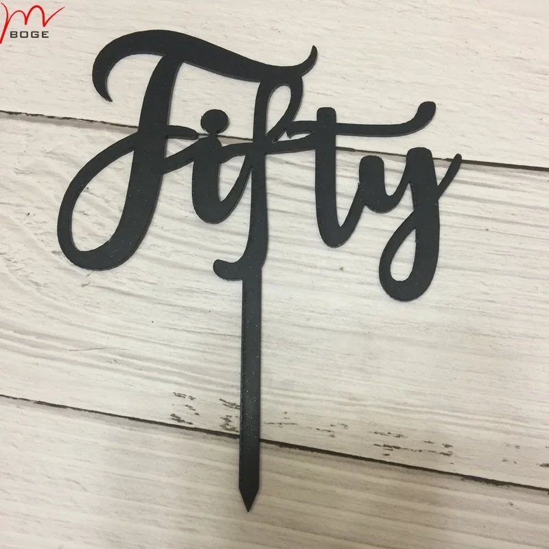 black number cake topper for anniversary or birthday acrylic cake topper