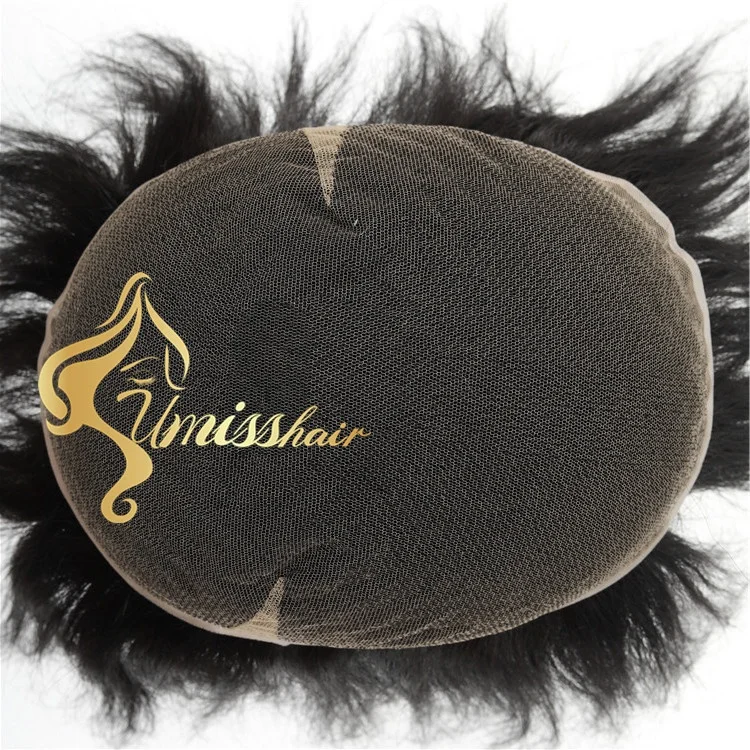 Popular Brazilian Hair Toupee Human Hair Men Ultra-Thin Skin Swiss Lace 0.02-0.03mm V-looped Brazilian Hair