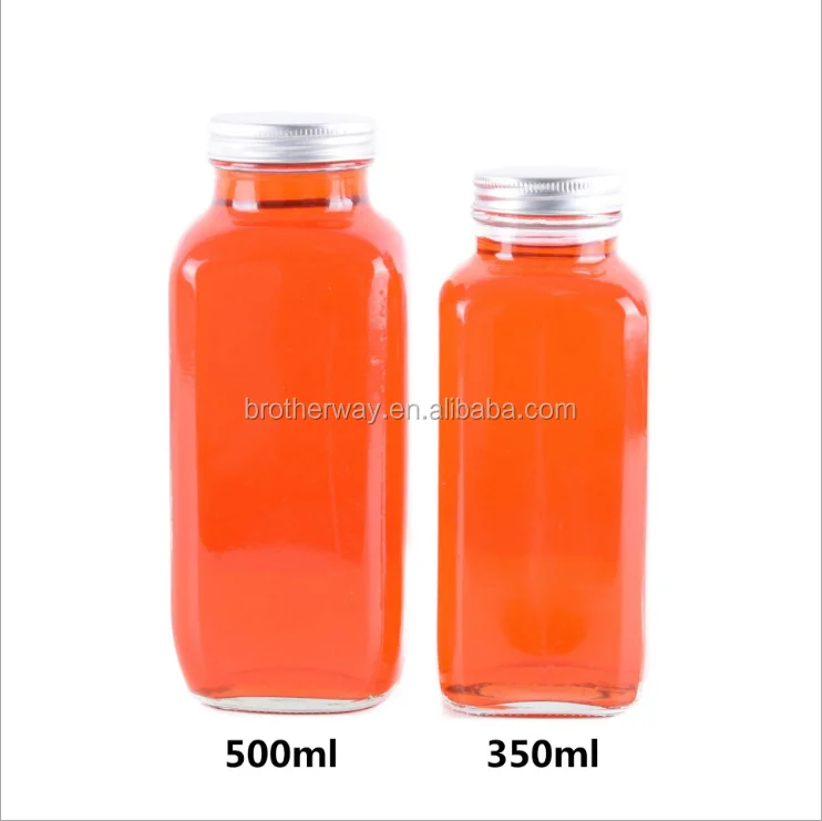 Customized Food Grade 350ml 12oz Beverage Bottle Glass 35cl Square