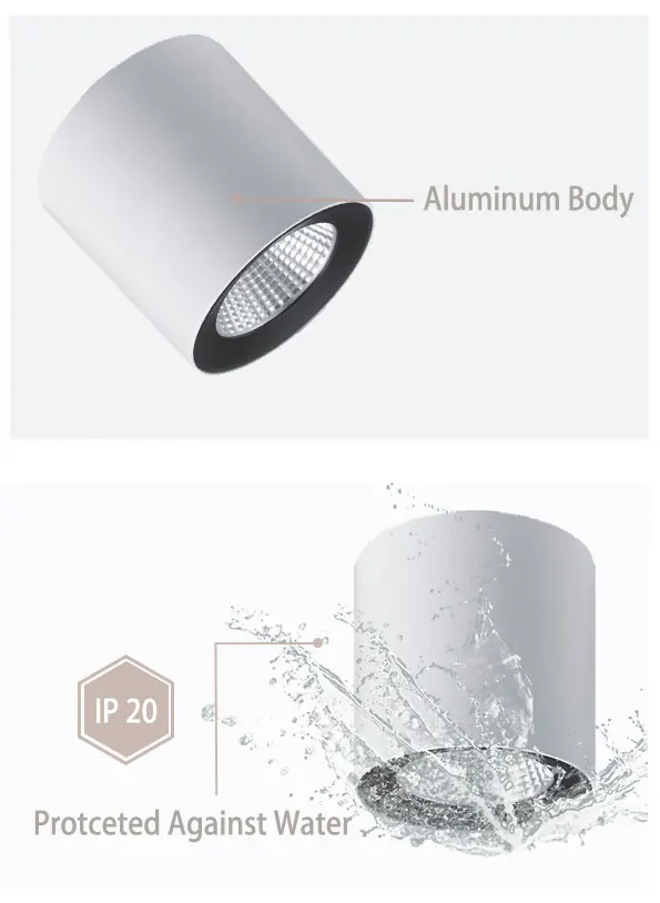 New Design Round 20W 30W  LED COB Direct Illumination Aluminium White Body Outfit Down Light