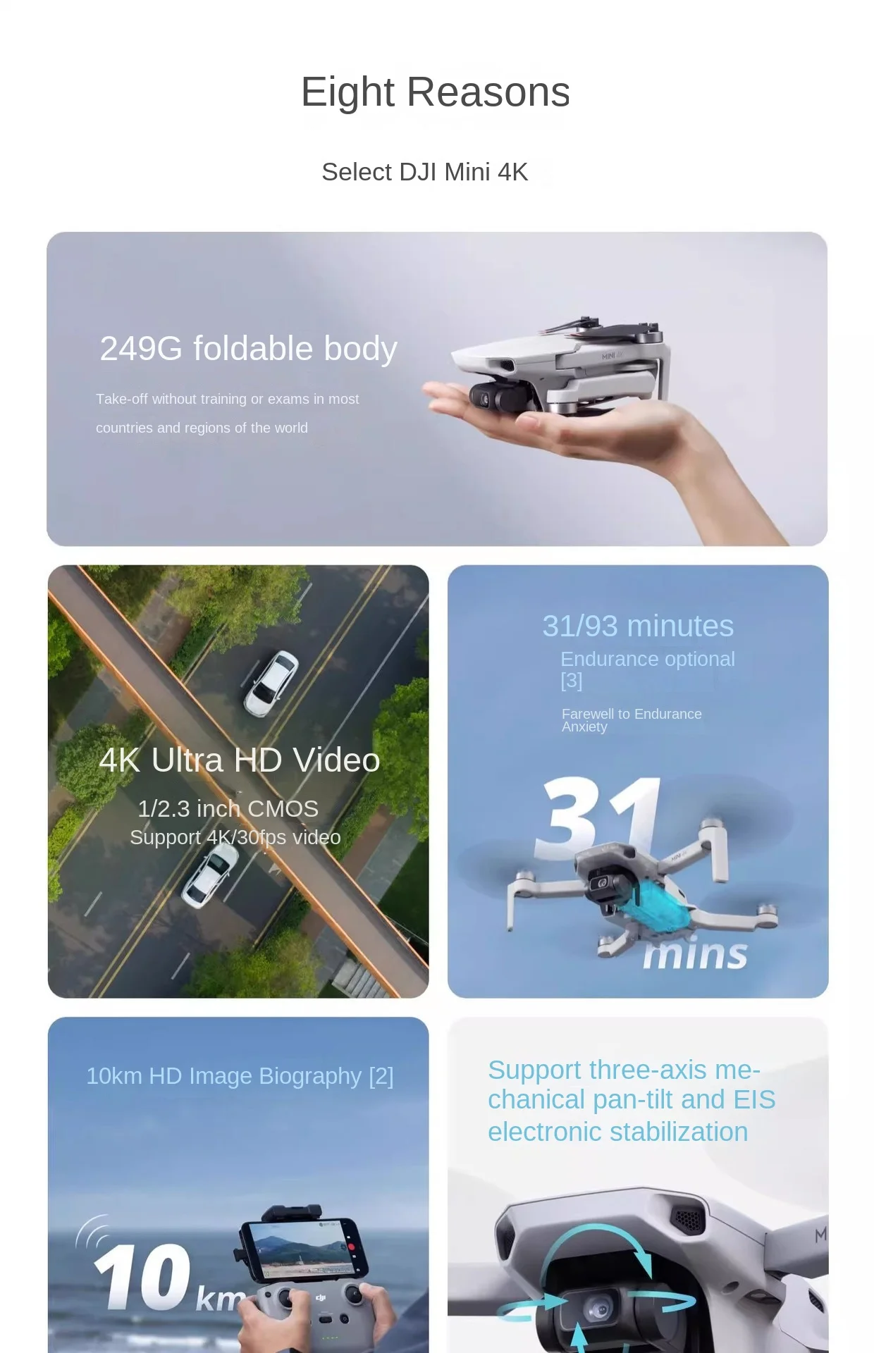 For Mini 4K UHD Aerial Photography UAV Three-Axis Mechanical Stability Increasing Digital Picture Transmission 10km Long-range