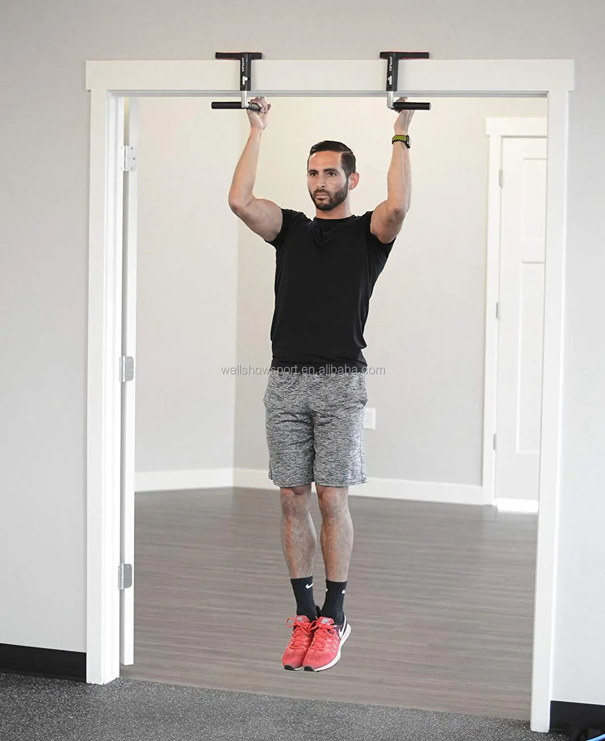 Wellshow Sport Doorframe Doorway Pull Up Bar Handles Parallettes Push
