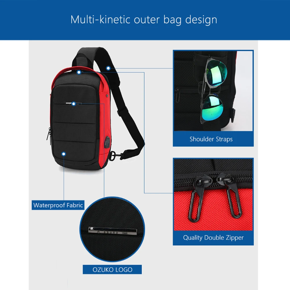 New Design Smart Bag Mini Waterproof Hiking Bags For Men Travel Anti Theft Polyester Chest Single Shoulder Backpack