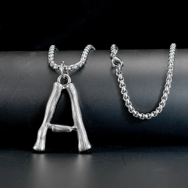 clarmer 钛首饰现货新 70厘米男士定制字母 a 至 z 嘻哈黑色 26 字母