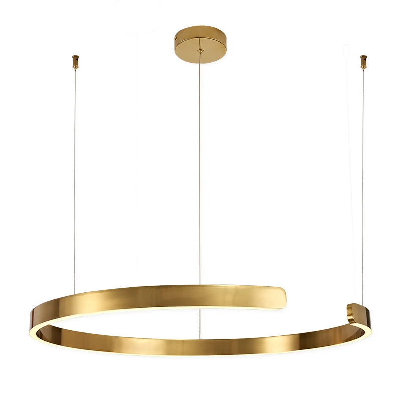Gold Chandeliers Stainless Steel C Type Circular Chandelier Luxury 40cm Pendant Lights