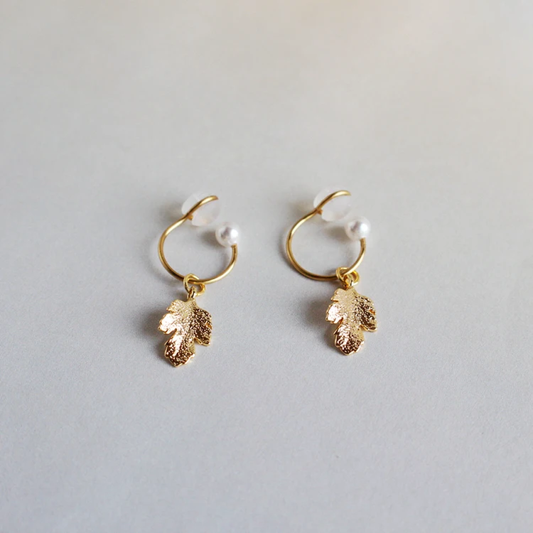 product-925 Silver Ladies Vintage Earrings,Copper Gold Plated Crystal Pearl Leaf Earrings-BEYALY-img