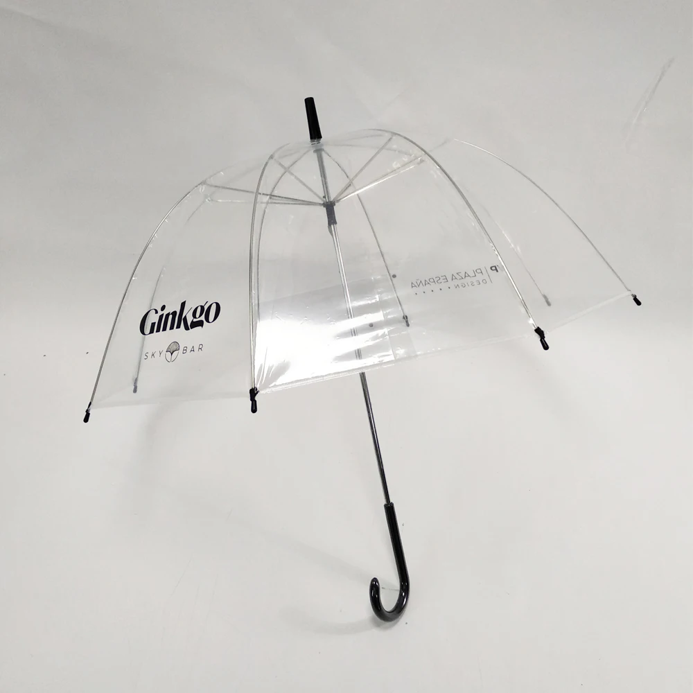 Manual Open Customized Logo Plastic Handle Straight Clear Bubble Umbrella -  Buy Clear Bubble Umbrella,Bubble Dome Umbrella,Plastic Umbrellas Transparent  Product on 