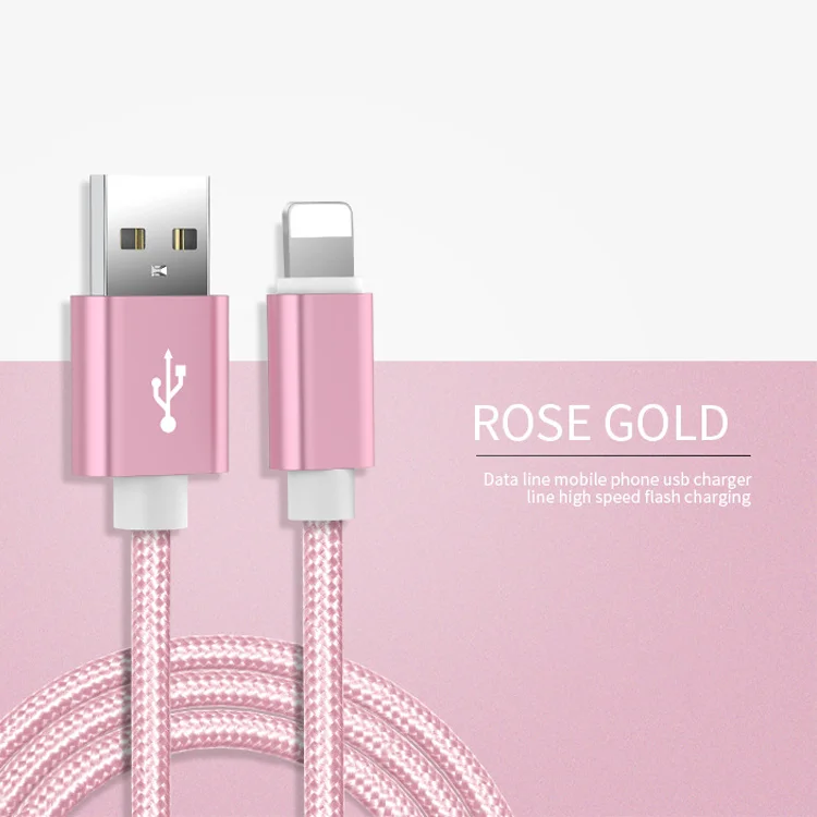 Wholesale zinc alloy usb cable nylon braided for iphone 2.1A fast charger custom usb data charging cable - ANKUX.COM