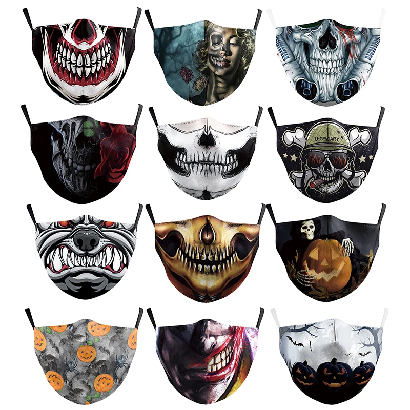 Wholesale Fashion Reusable Washable Animal Printed Face Mask Custom Design Printed Halloween