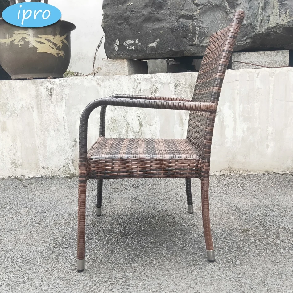 Classic Deck Patio Outdoor Restaurant Leisure Dining Table Arms Chair Armrest Garden Home Cheap Wicker Rattan Chairs