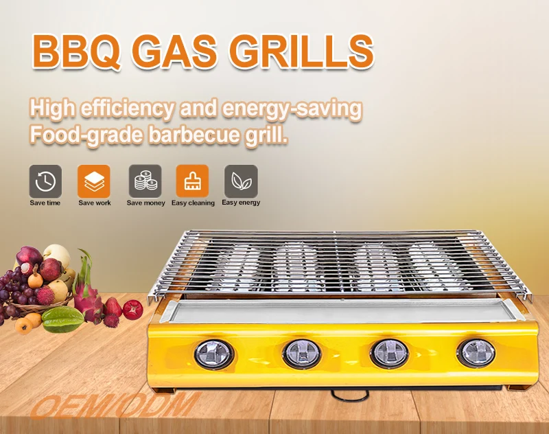 Camping gas 4 burner protable gaz bbq grill smoker commercial barbeque grills