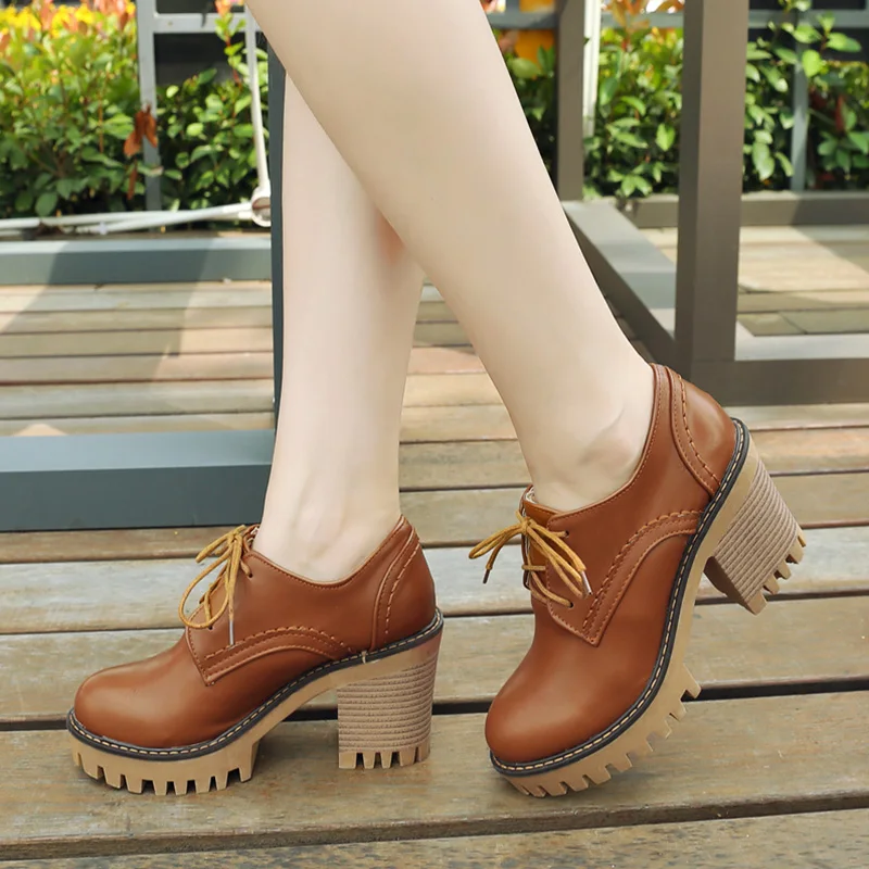 Women Pumps High Heels British Oxford 