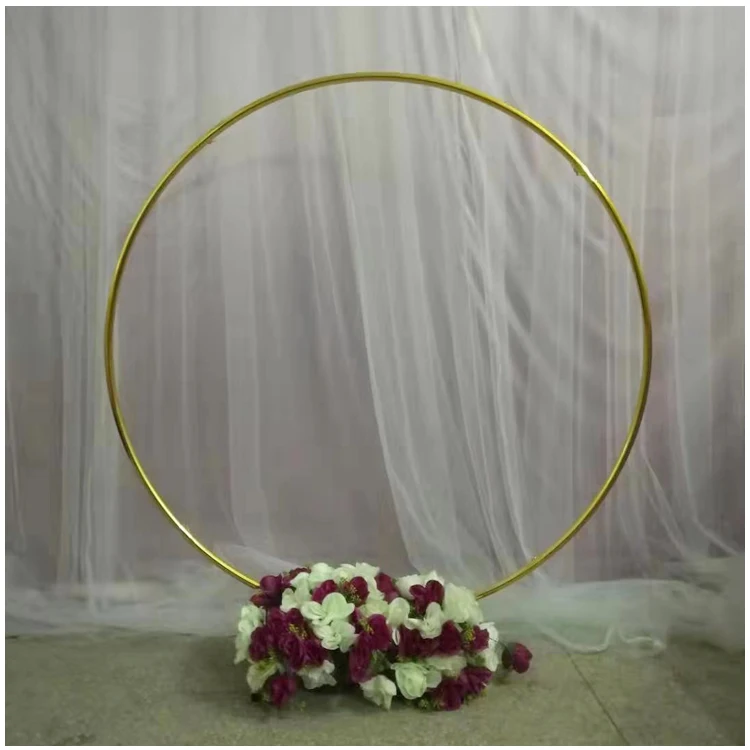 Marco De Metal Dorado Soporte Redondo De Flores Círculo Globo Arco De