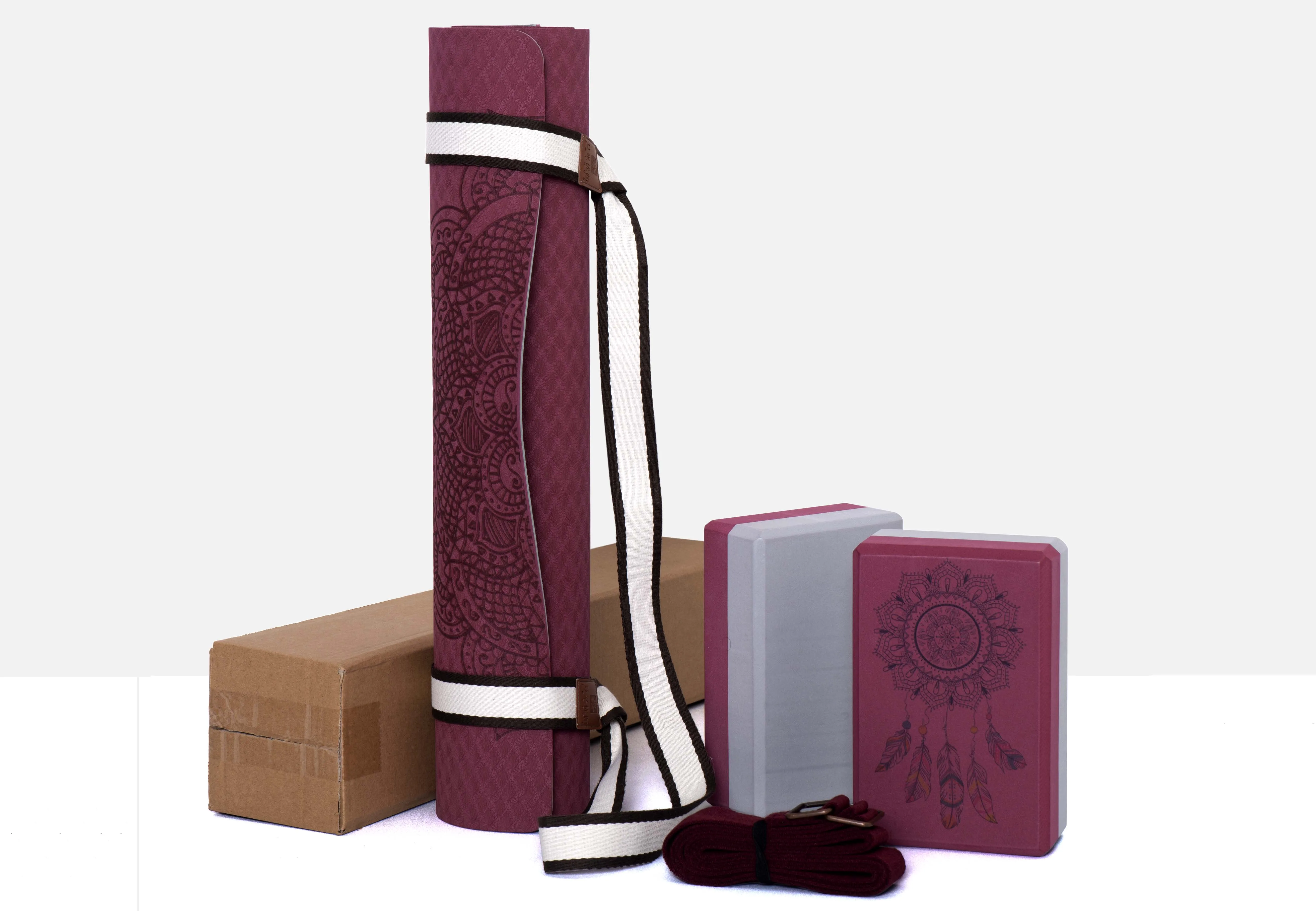 Bsci Factory Premium Quality Custom Logo Yoga Mat Set With Yoga Block And Yoga Strap And Mat