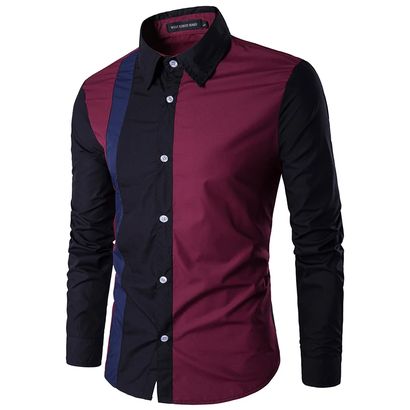 Camicia spici formale casual maschile a manica slim fit camicie in moda coreano tops coseding uomini wear839_voghion.com