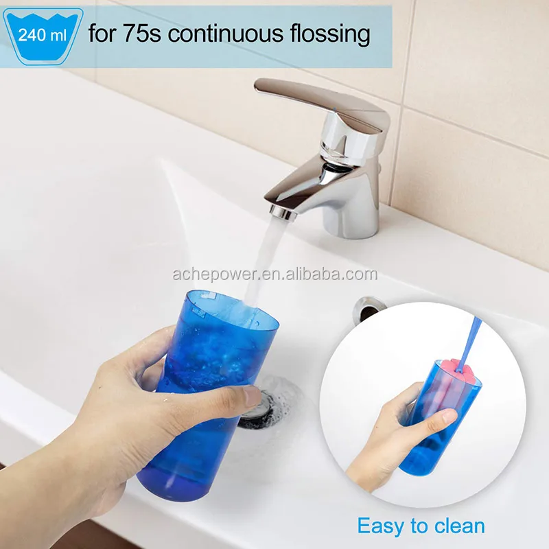 Cordless Aquapik Oral irrigator Water Flosser with Collapsible Design for Travel 4 Modes Include Sinus Rinse