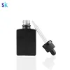china factory rectangle glass dropper bottle 30ml matte black for essential oil