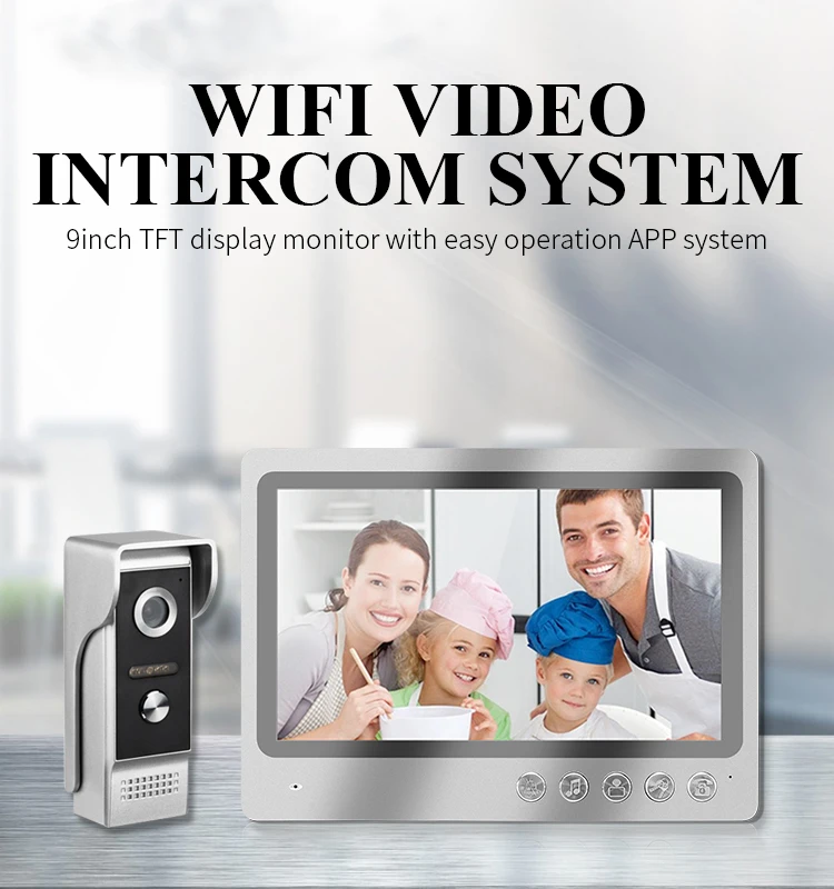 9 Inch Villa IP Video Intercom System IOS Android APP Doorbell Camera WIFI Remote Unlock Control