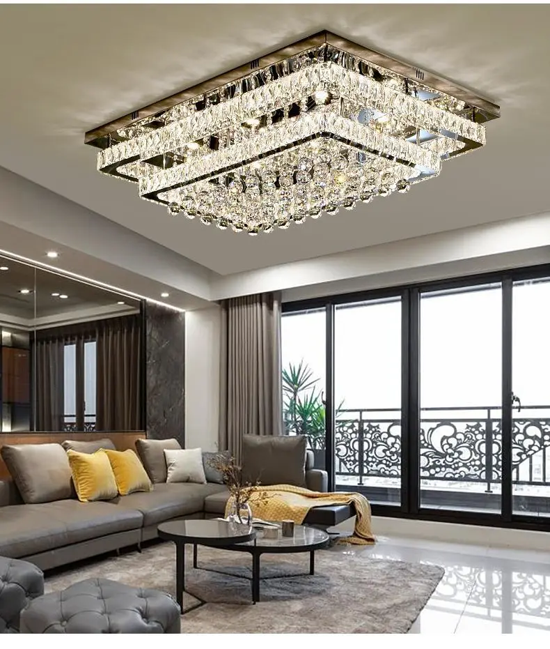 product luxury metal square crystal ceiling light elegant pendant lamp for home  hotel lobby chic home chandelier  pendant lights-3