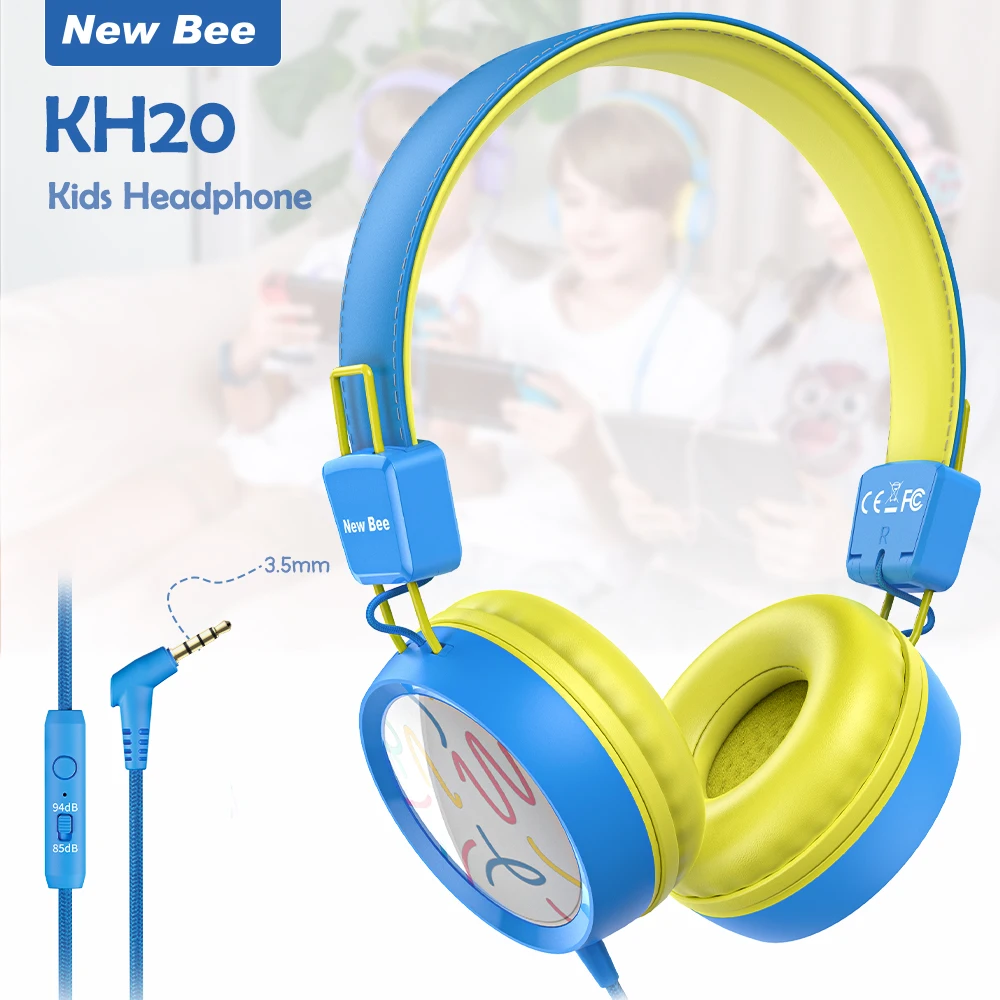 New Bee KH20 3.5mm Kids Headphones Child Learning Headset Colorful Gifts for PC Wired Gaming Headphones Alibaba