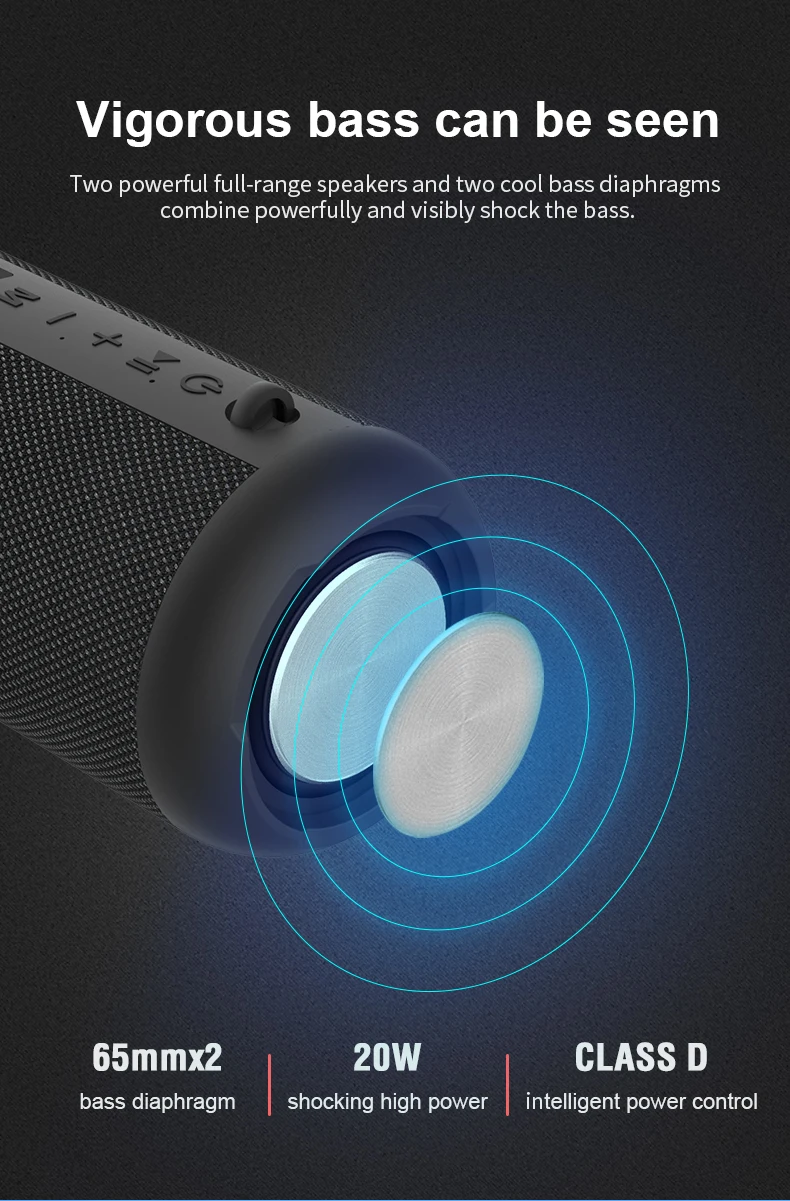 2020 waterproof Portable wireless blue-tooth mini speaker amplifier with TWS series connection FM Udisk TF Card handsfree rope - ANKUX.COM