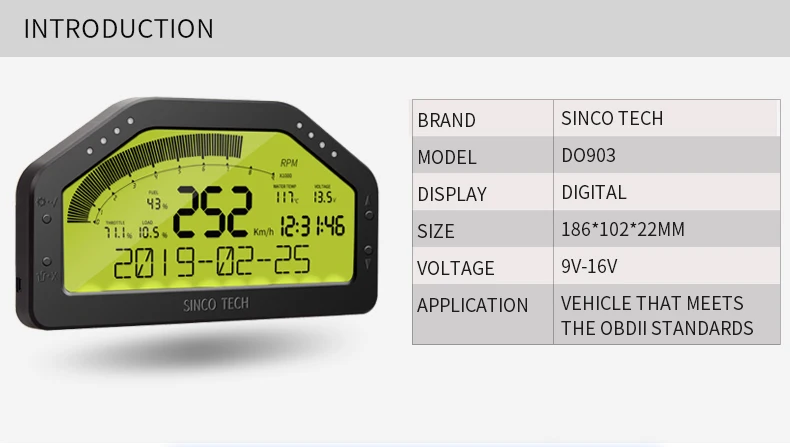 正規品】 Sinco Tech 汎用レーシングメーター OBDⅡ:2021新作モデル ...