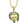 High Fashion Hip-hop CZ Iced Out Singer xxxtentacion Head Pendant Stainless Steel Chain Necklace For Man