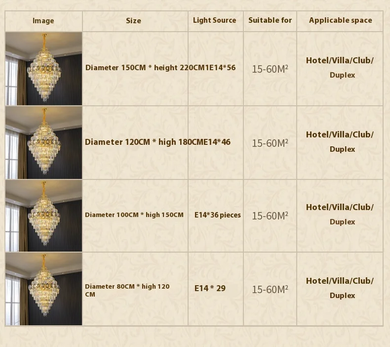product luxury gold crystal chandelier pendant light for hotel villa living room stairs adjustable height iron ceiling installation-10