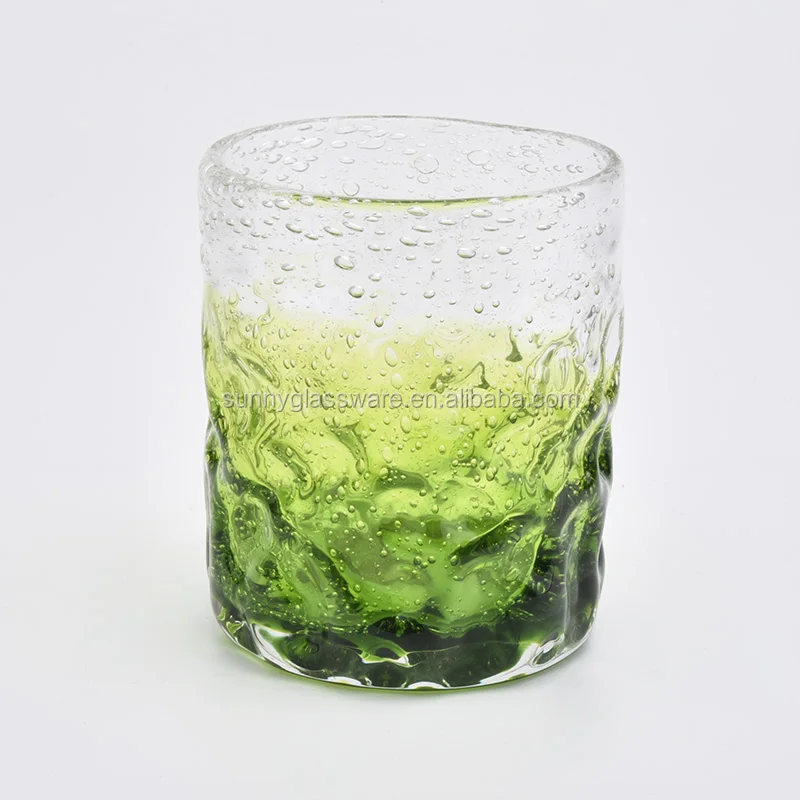 6oz 8oz green glass candle holders