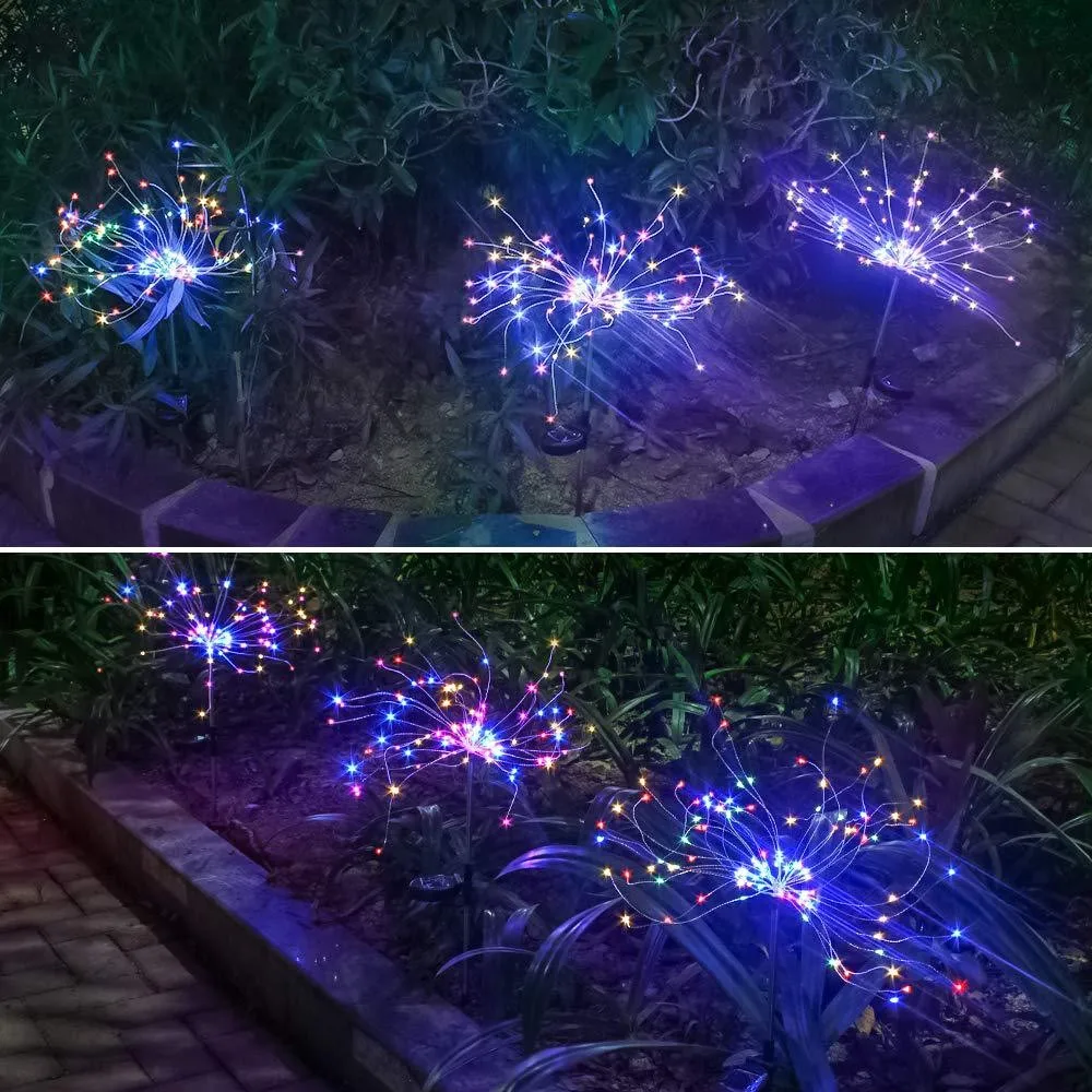 120LED Garden Path Lights Solar Power Firework Lamp Starburst Stake Outdoor G4F8 
