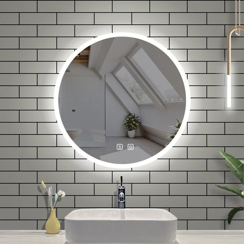 Eliminate Fog Smart Bathroom Led Light Mirror Intelligent Shower Mirror With Display