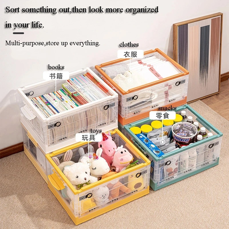 Plastic Storage Bins Box Cloth Organizer Clear Foldable Storage Bin ...