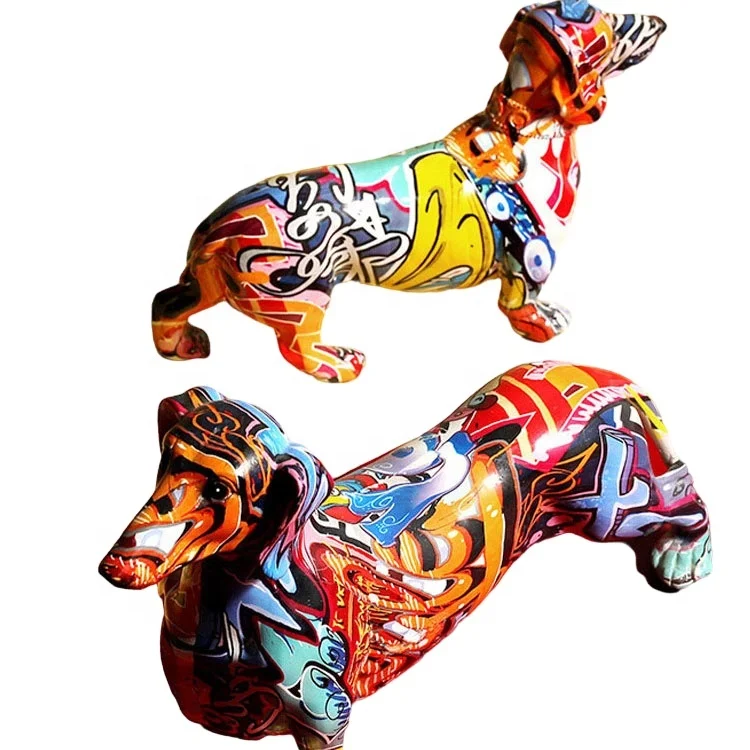 Nordic Modern Dachshund Dog Figurine Animal Sculpture Statue Resin Home Decor